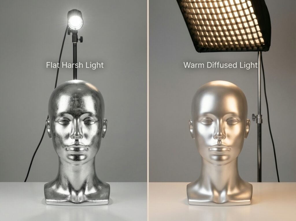 Before-and-after lighting setup