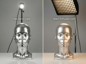 Before-and-after lighting setup