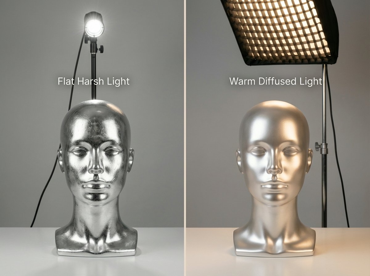 Before-and-after lighting setup