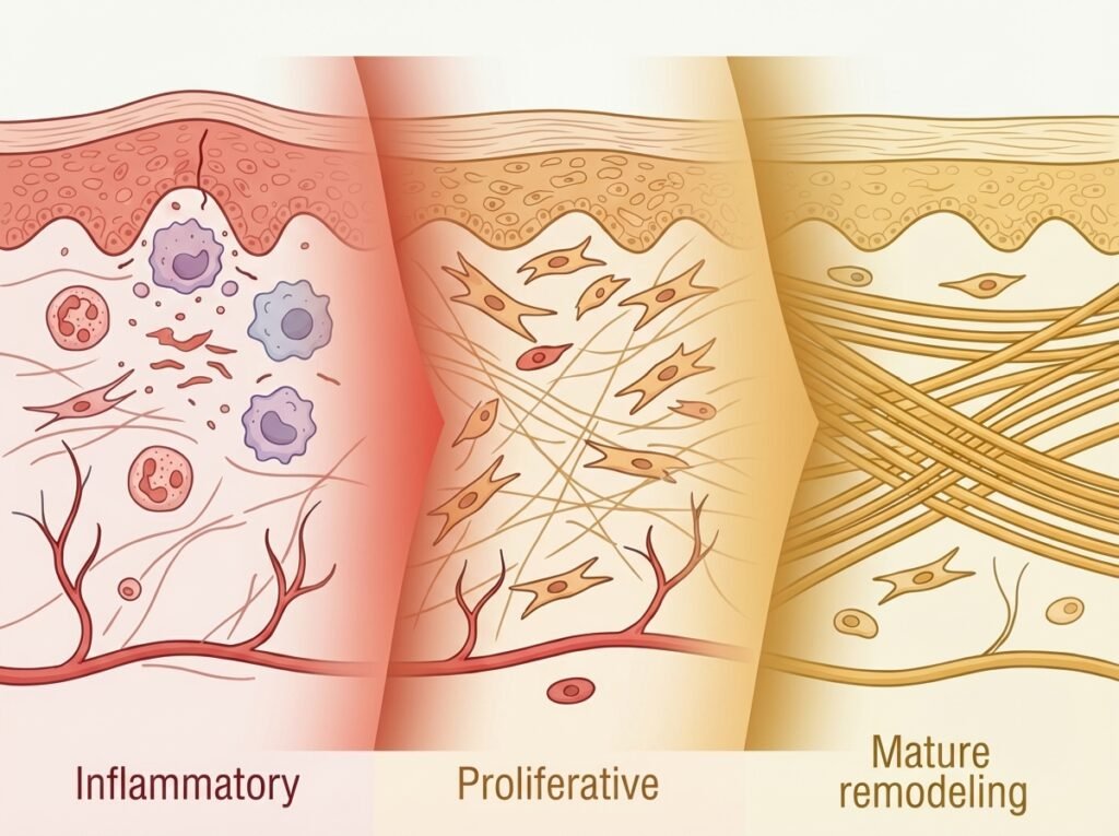 Skin collagen remodelling phases