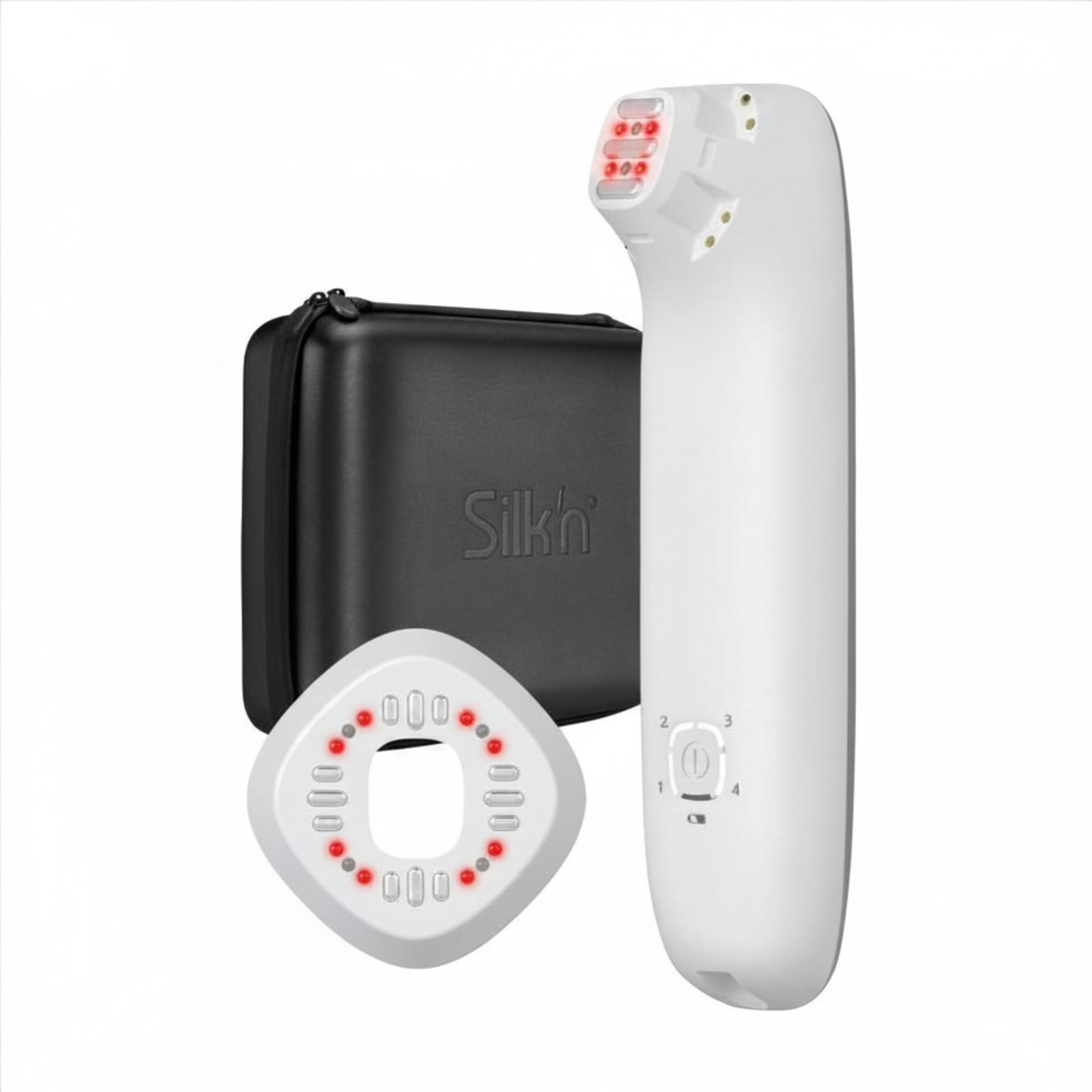 Silk'n Titan Multiplatform anti-aging device with RF, red light, and infrared applicator, storage case, and treatment tip